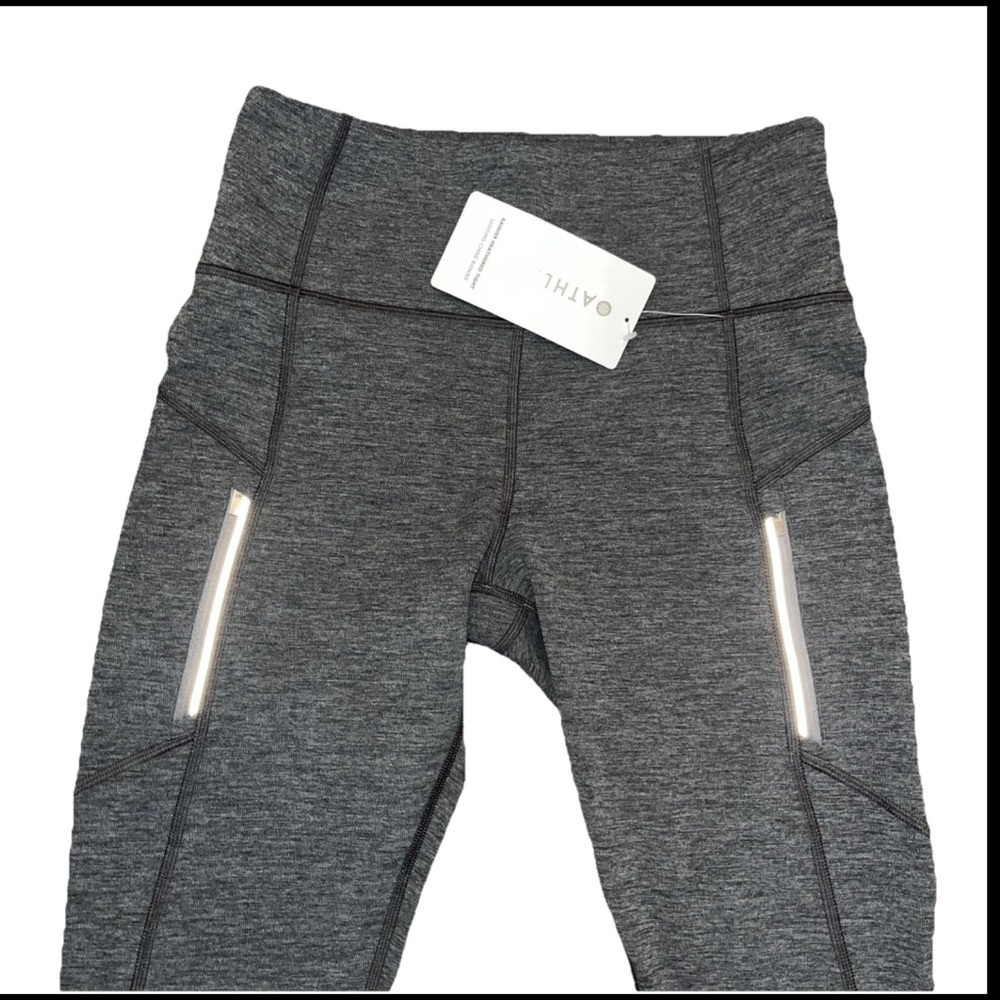 Athleta Rainier Heather Tight Grey Heather Legging Zip Up Pockets Reflective NWT - Picture 8 of 16